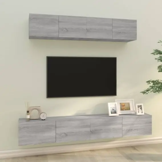 Darmowy zwrot Zestaw 4 szafek TV, szary dąb sonoma, materiał drewnopochodny Lumarko! - Hurtownia wielobranżowa Lumarko